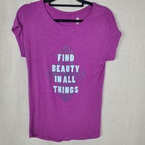 ♤ Gaiam Purple Short Sleeve Scoop Neck Graphic Tee Size Neck XS